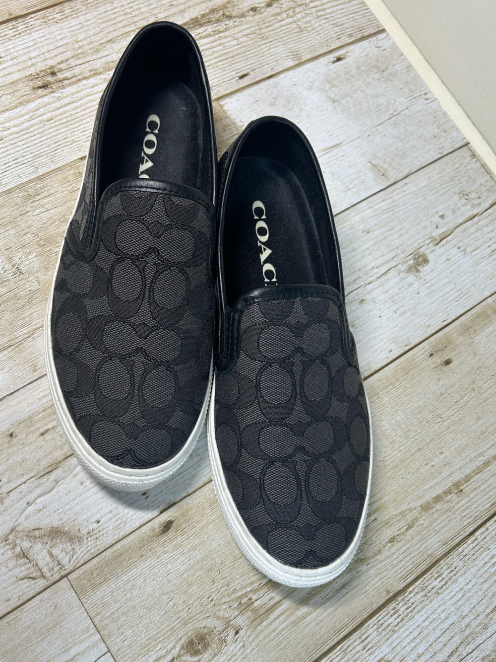 Coach Black Monogram Logo Slip-On Sneakers